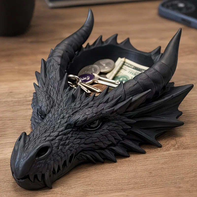 Vide-Poche Dragon Noir Mat en Résine