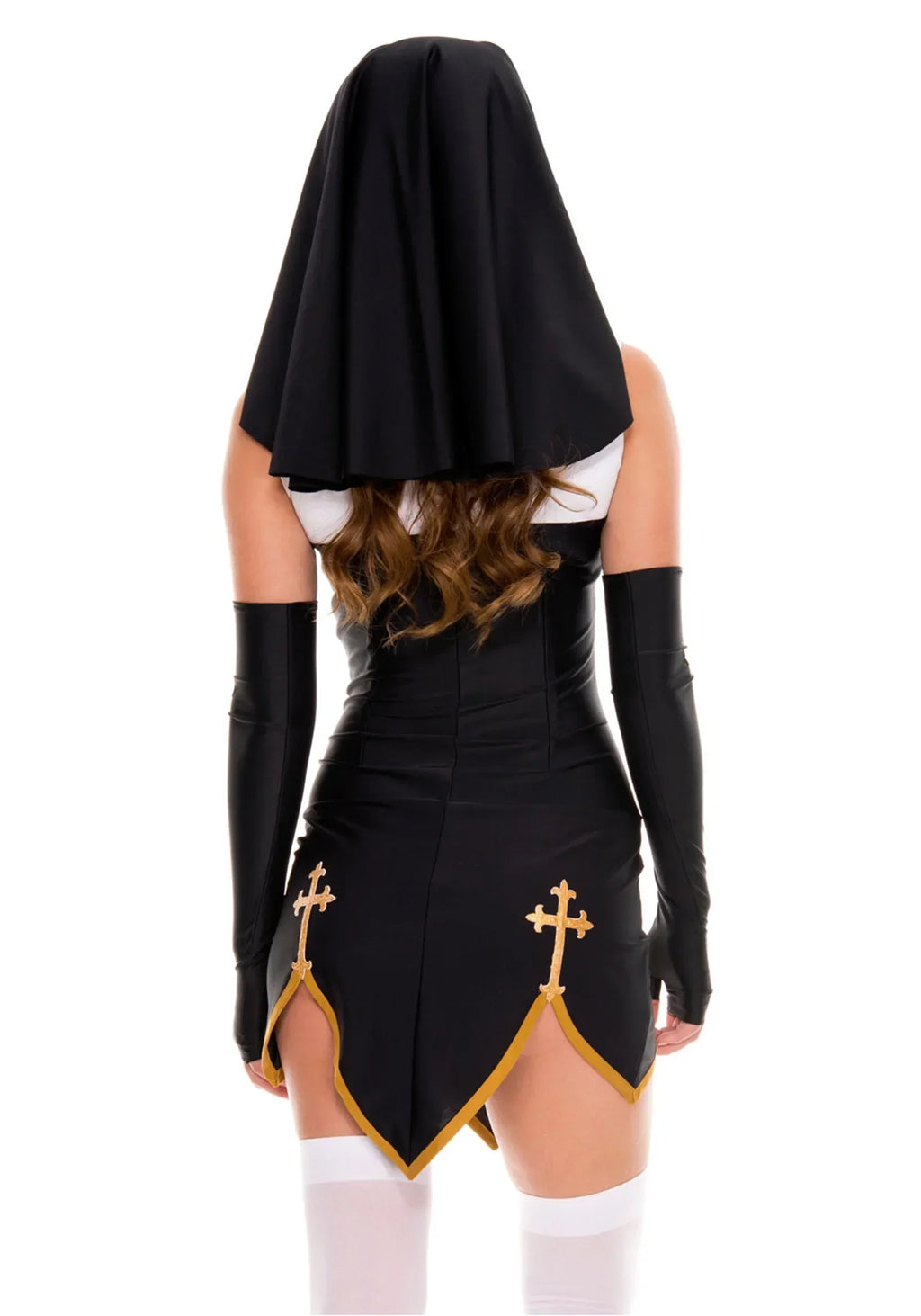 Robe de Nonne Fantaisie Noire à Croix Dorées