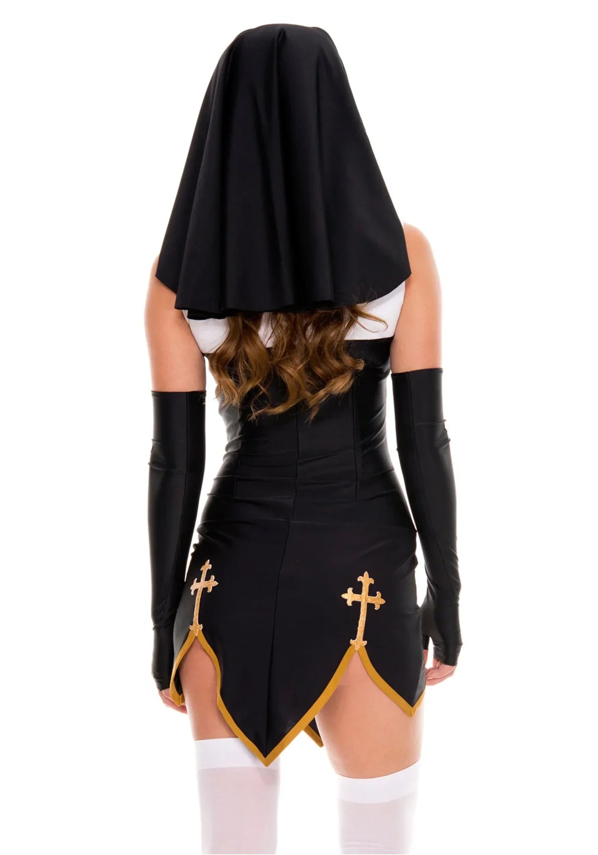 Robe de Nonne Fantaisie Noire à Croix Dorées
