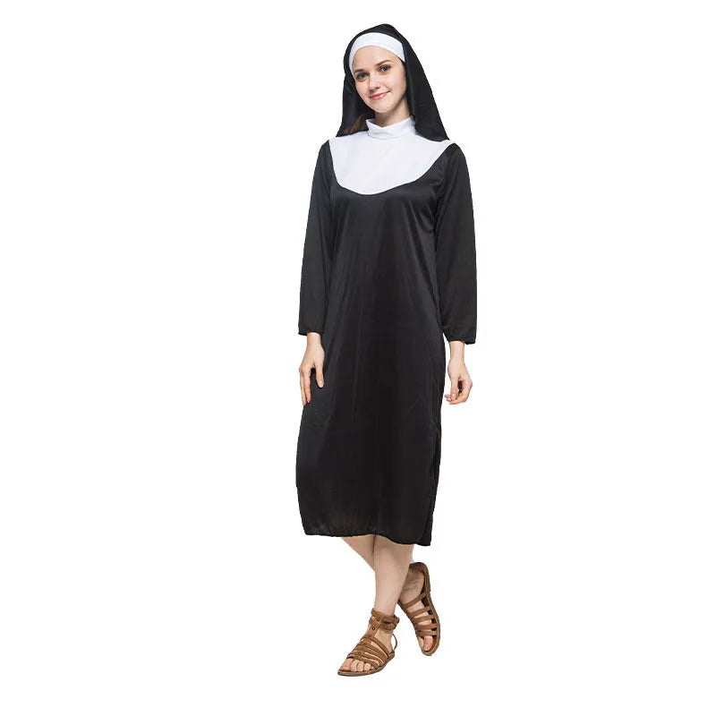 Costume de Nonne Noir et Blanc à Voile