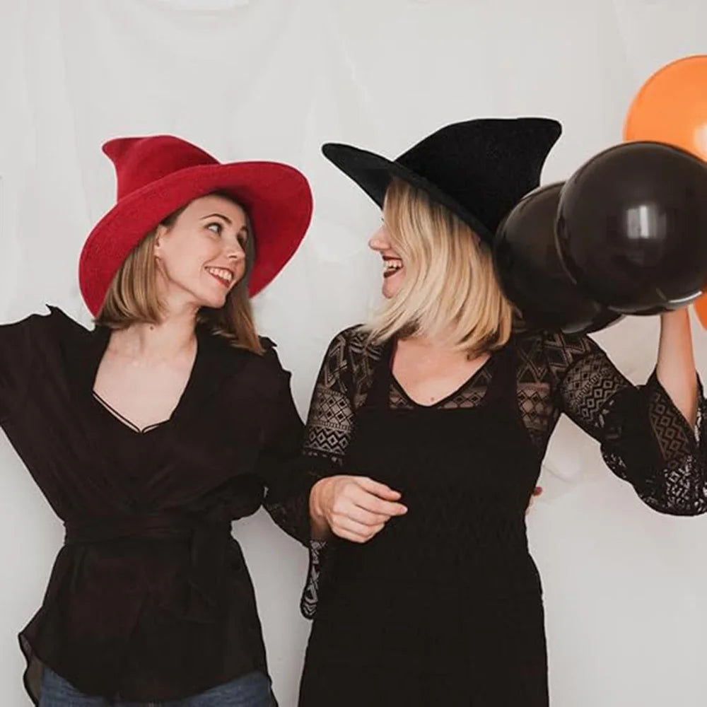 Chapeau de Sorcière en Maille Rouge Bordeaux