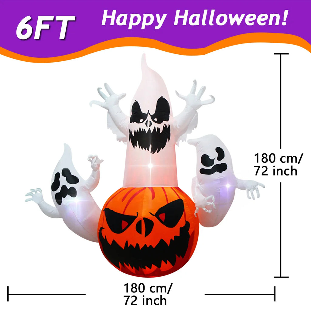 Fantôme Gonflable d'Halloween avec Chapeau de Sorcier