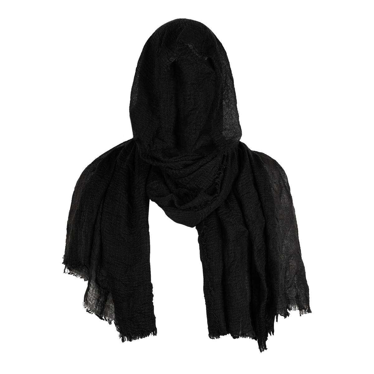 Foulard à Capuche en Tissu Froissé Marron Foncé