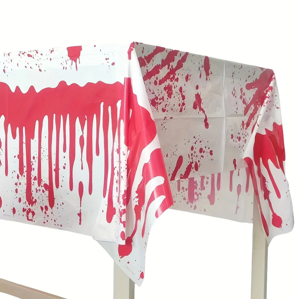 Nappe d'Halloween Blanche et Rouge Sang