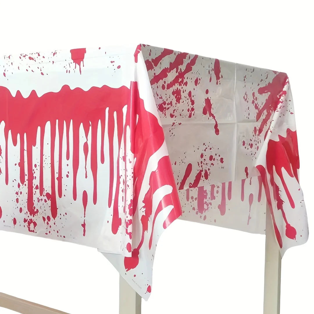 Nappe d'Halloween Blanche et Rouge Sang