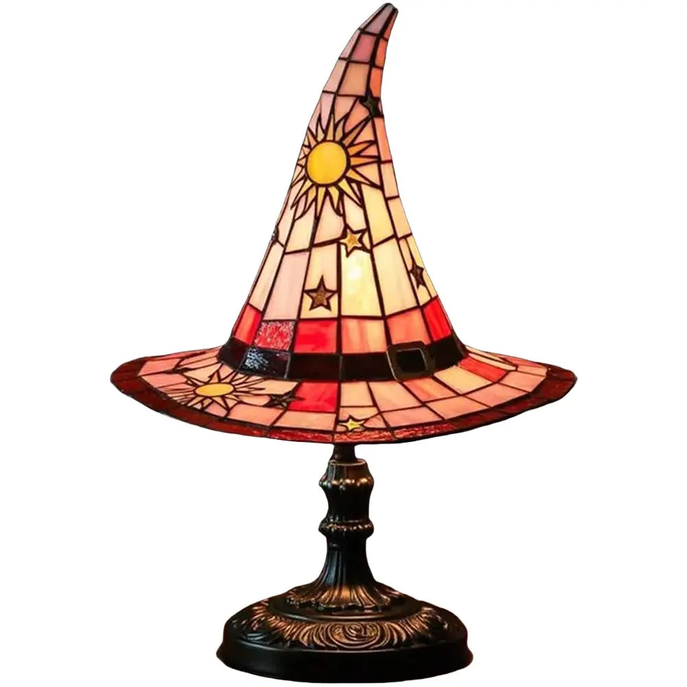 Lampe de Table en Vitrail Chapeau de Sorcière Soleil