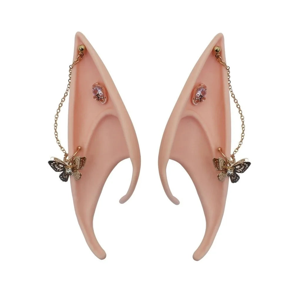 Oreilles d'Elfe en Silicone Rose Chair à Croix et Chaînes