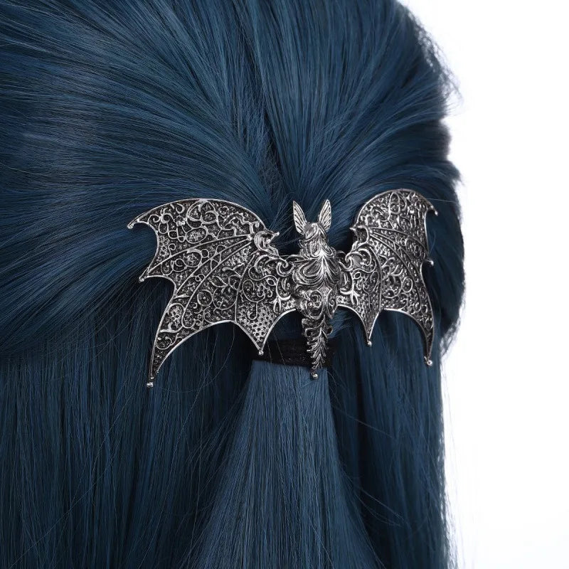 Attache-Cheveux Chauve-Souris en Métal Filigrane Argenté