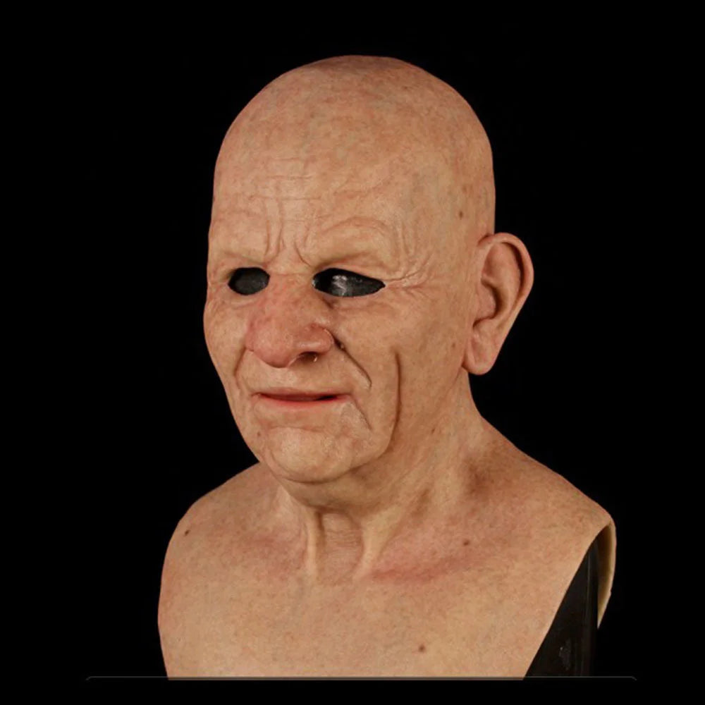Masque en Silicone Homme Âgé Réaliste Moustache Grise