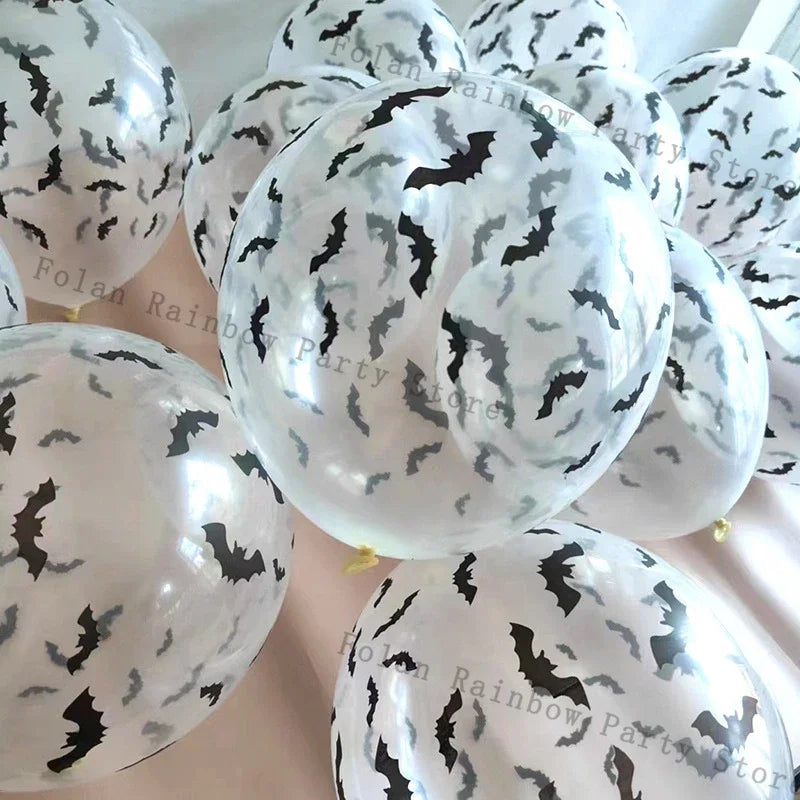 Ballons Transparents à Confetti Chauve-souris Noir