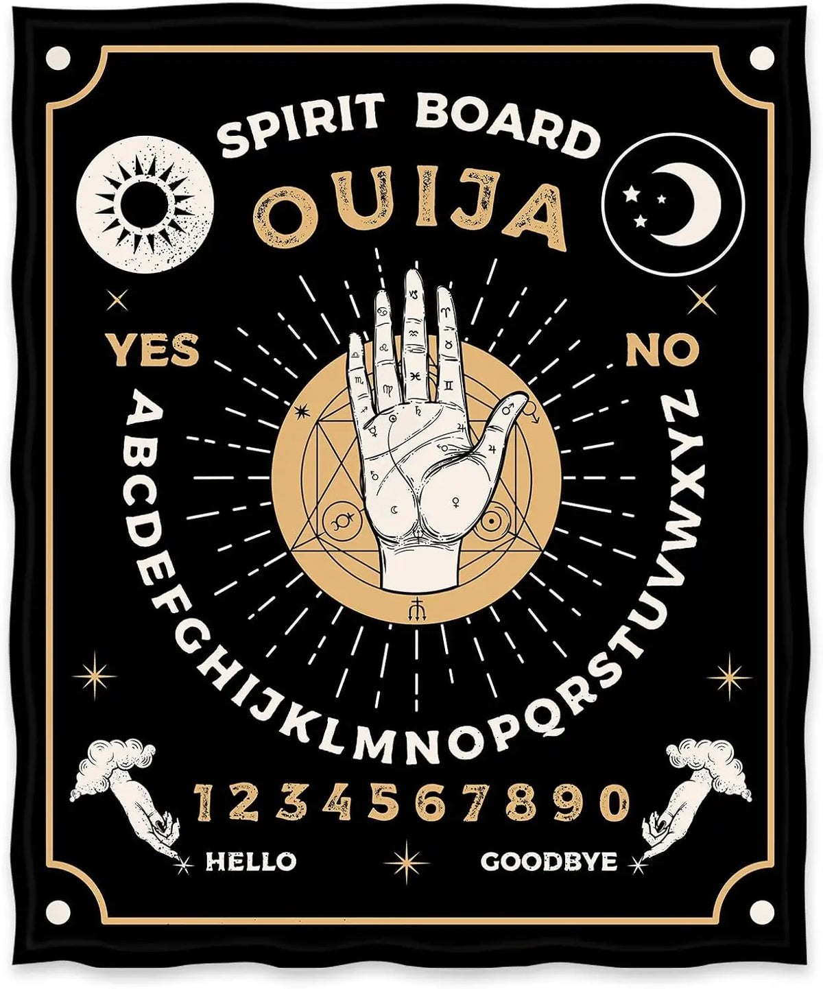 Couverture Polaire Gothique Noire et Blanche Ouija