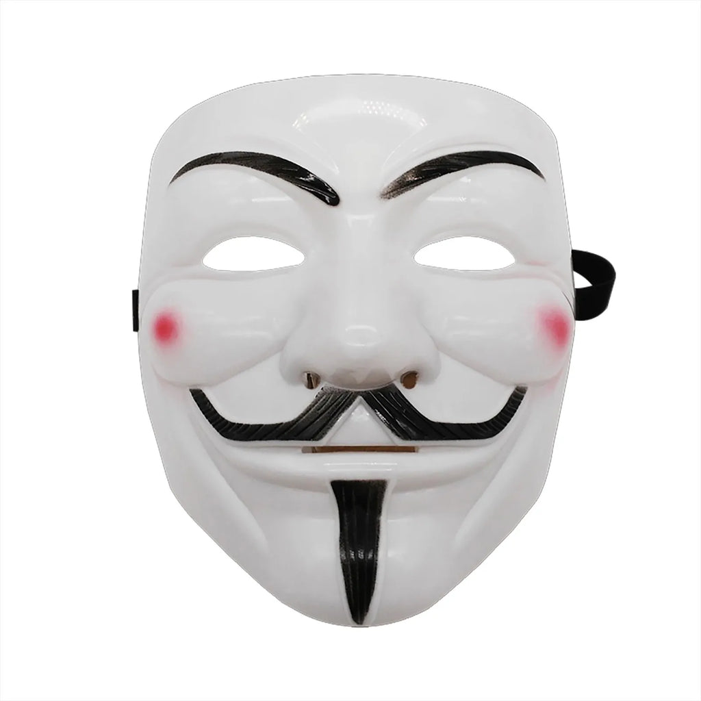 Masque Guy Fawkes Blanc à Moustache et Joues Rouges
