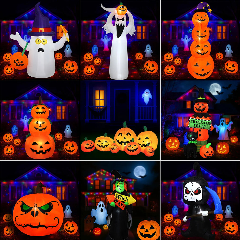 Fantôme Gonflable d'Halloween avec Chapeau de Sorcier