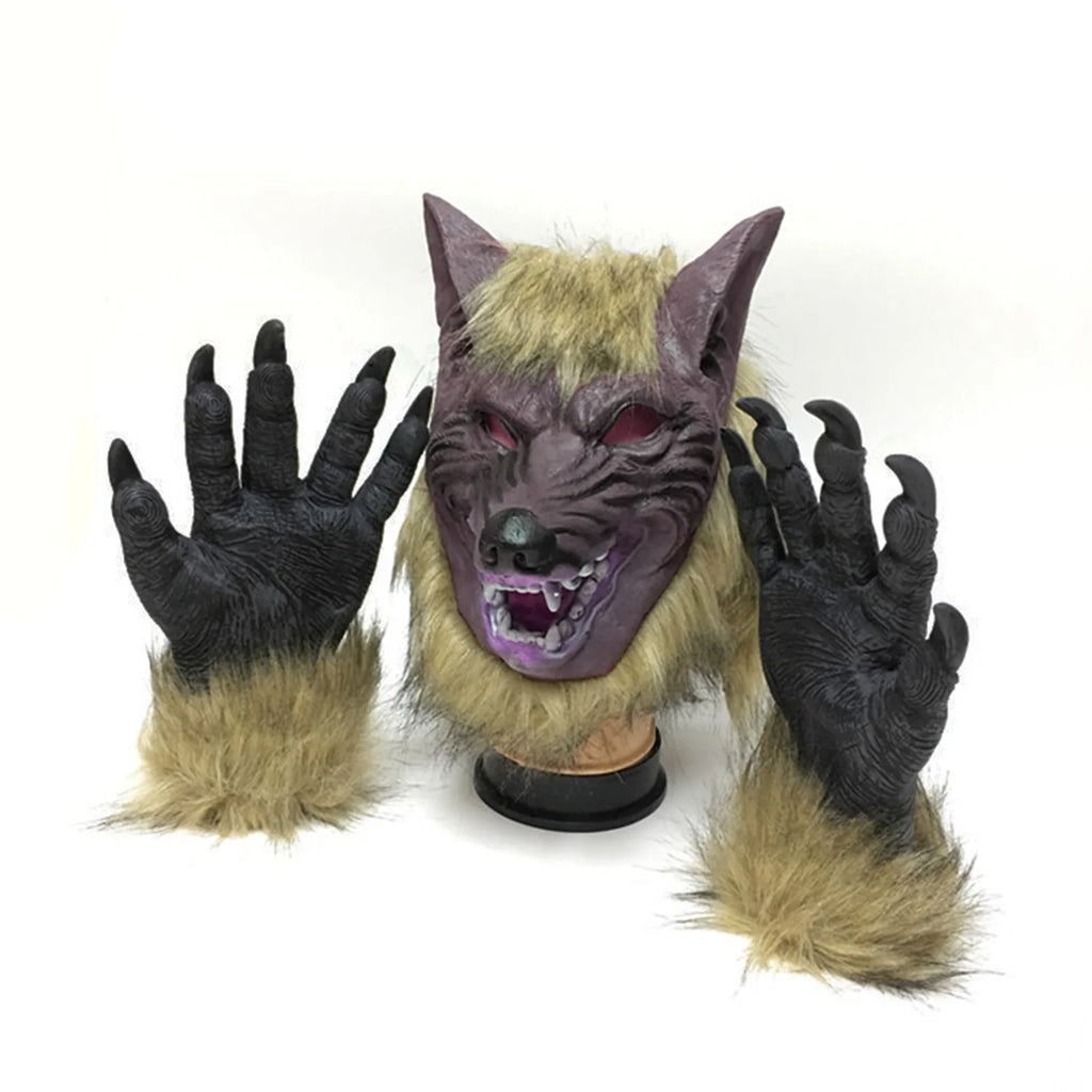 Masque de Loup-Garou Effrayant en Latex avec Fourrure