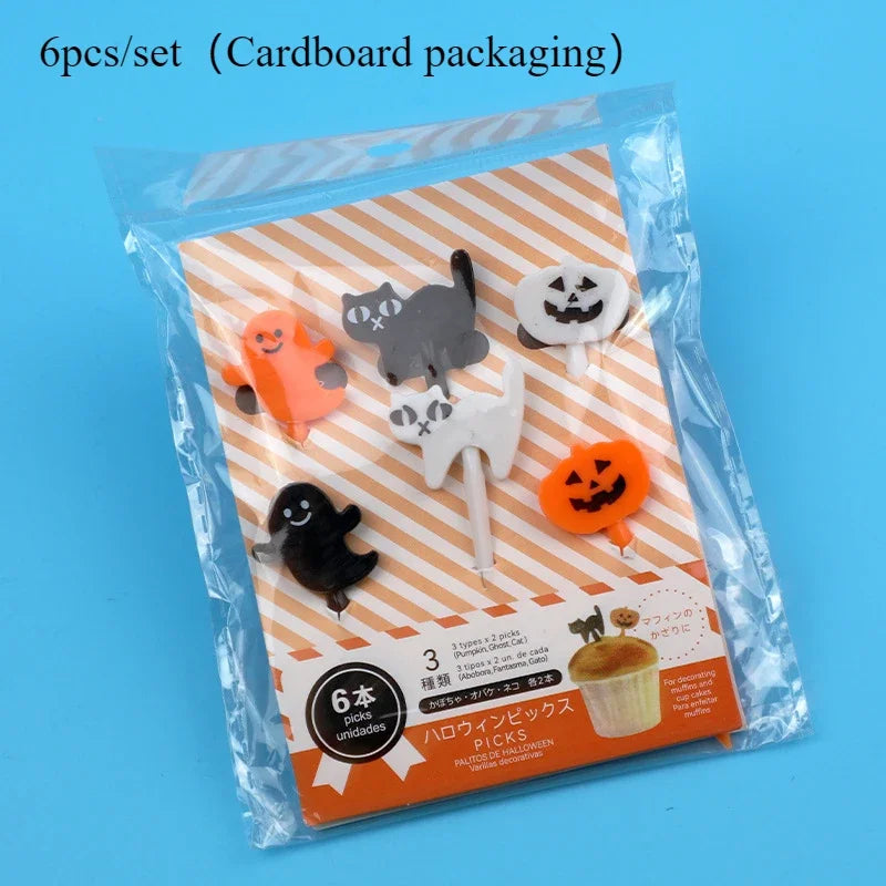 Piques à Gâteaux Halloween Fantômes, Crânes et Citrouilles