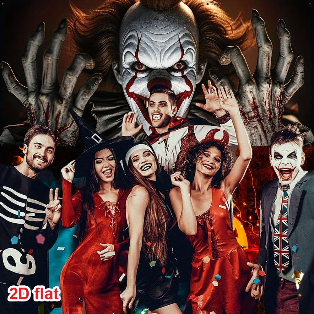 Bannière de Garage Clown Horreur aux Mains Ensanglantées
