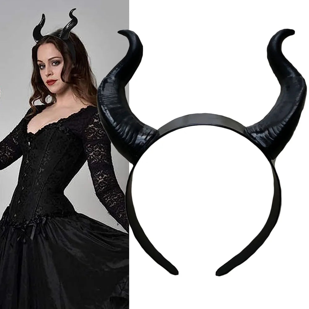 Serre-tête Noir à Cornes de Diablesse Pointues