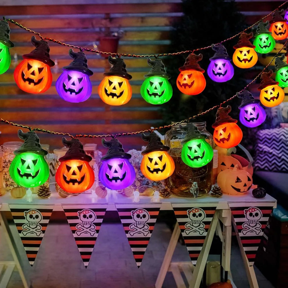 Guirlande Lumineuse à Citrouilles Multicolores d'Halloween
