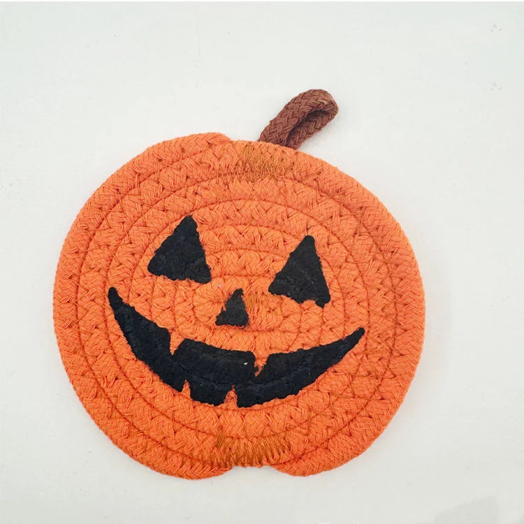 Sous-verres Citrouille Halloween en Tissu Orange