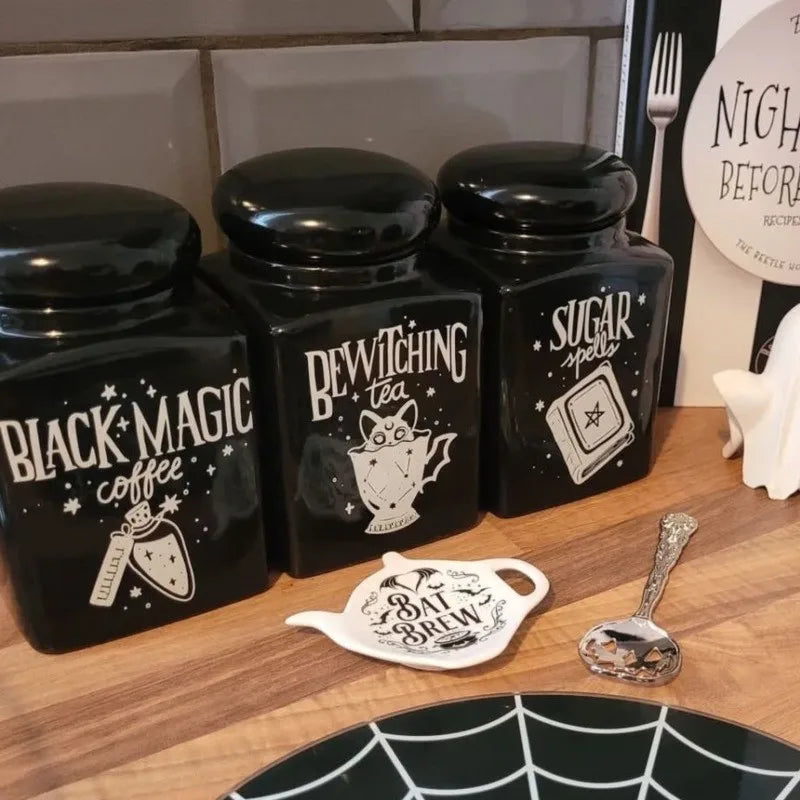 Bocaux de Cuisine Magiques Noir pour Café, Thé, Sucre