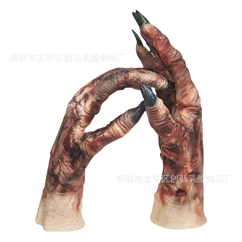 Mains d'Horreur de Zombie en Latex Sanguinolent