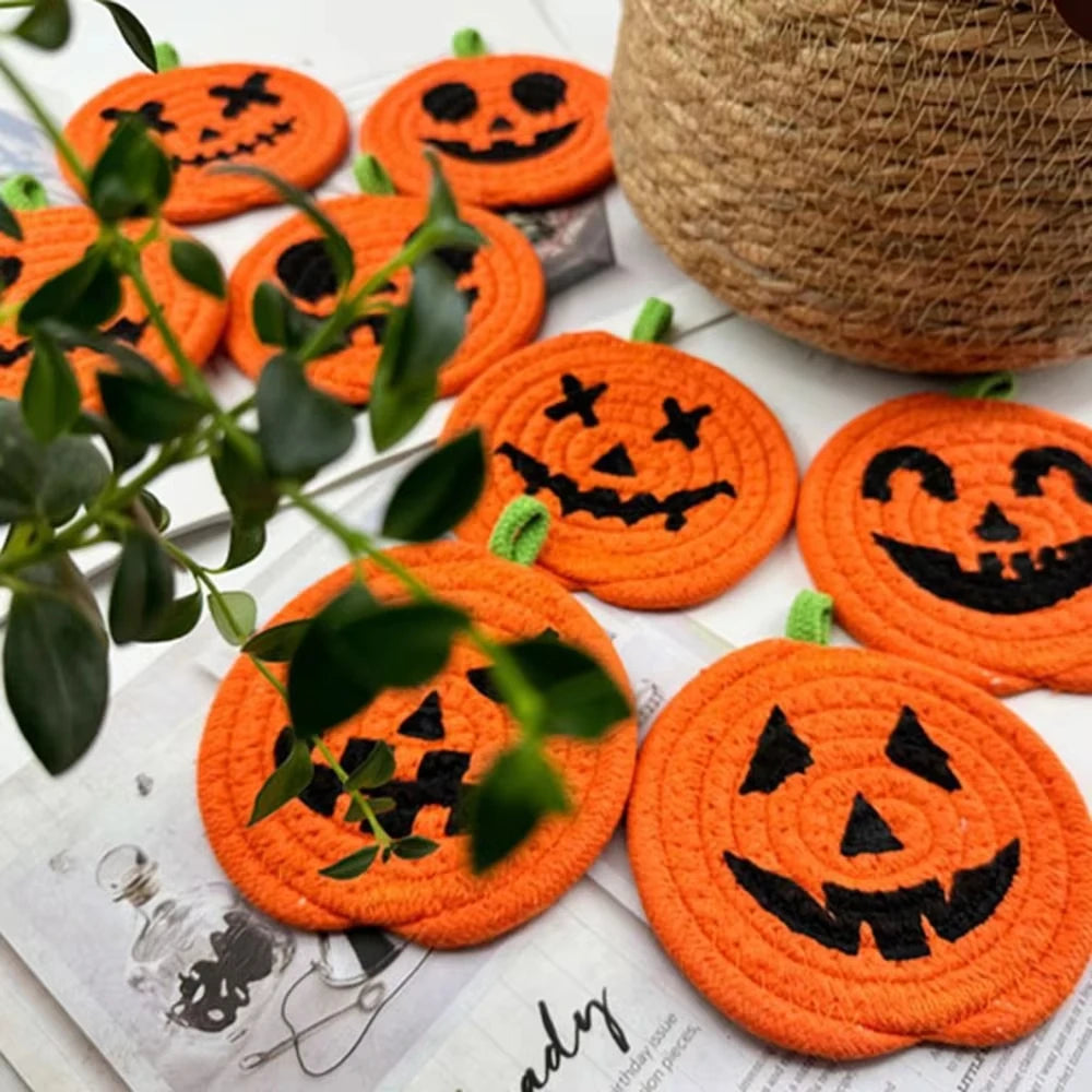 Sous-verres Citrouille Halloween en Tissu Orange
