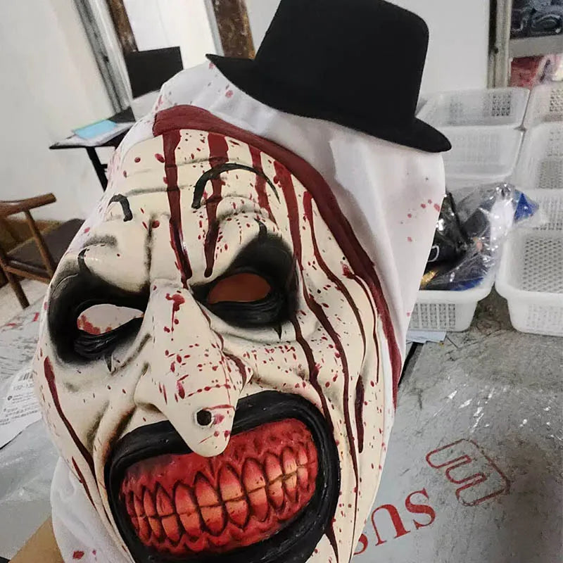 Masque de Clown Horreur Sanglant avec Chapeau Melon