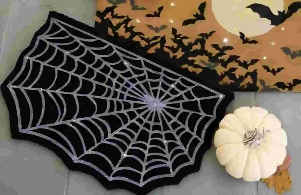 Tapis d'Intérieur Chauve-Souris Squelette Noir