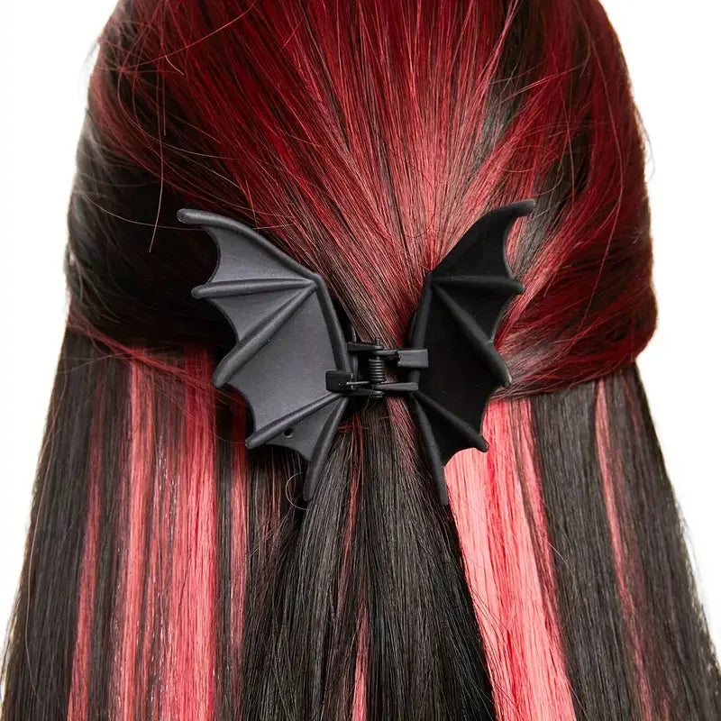 Pince à Cheveux Ailes de Chauve-souris Gothique Noire