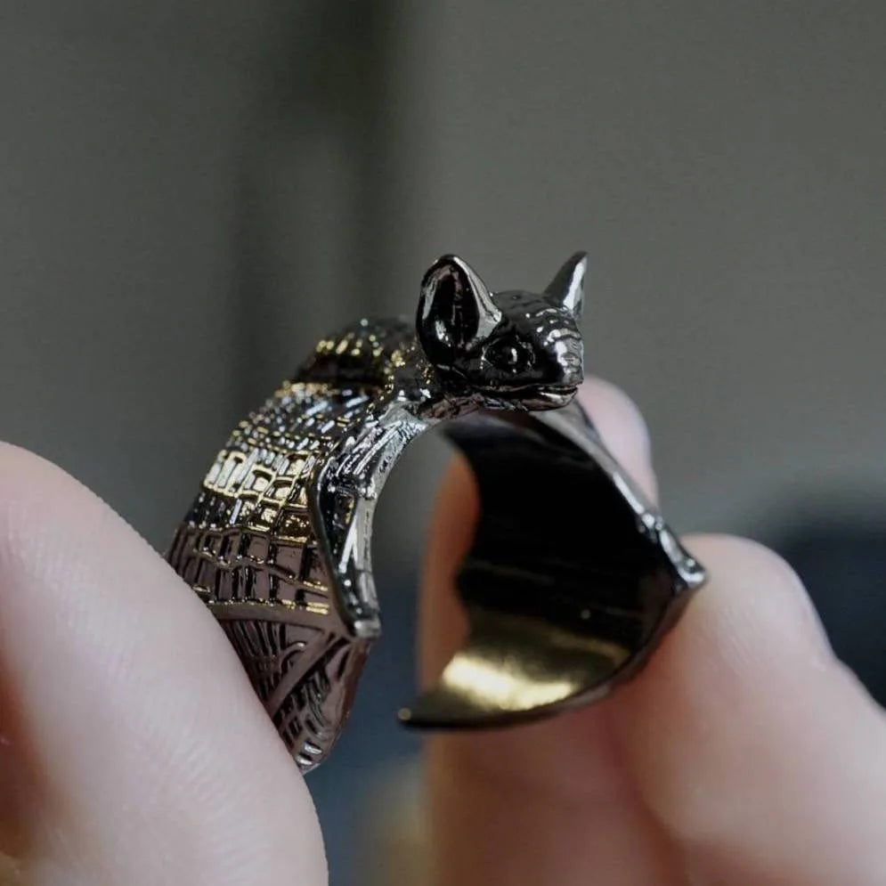 Bague Chauve-souris en Métal Argenté Réglable