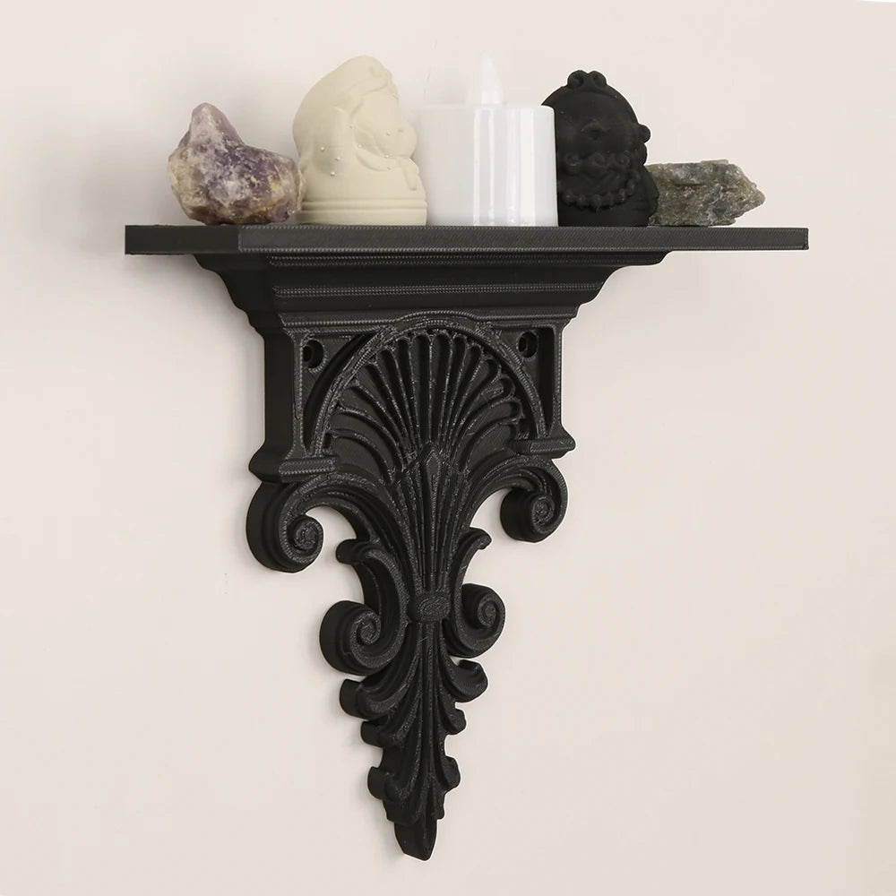 Console Murale Gothique Noire en Fonte Sculptée