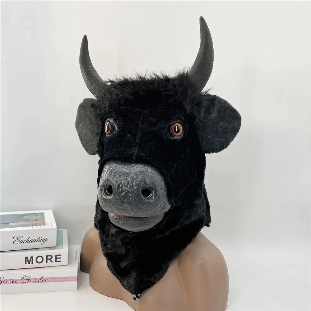 Masque de Taureau Noir en Peluche Articulé