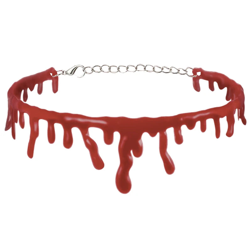 Collier Ras de Cou Rouge Effet Goutte de Sang