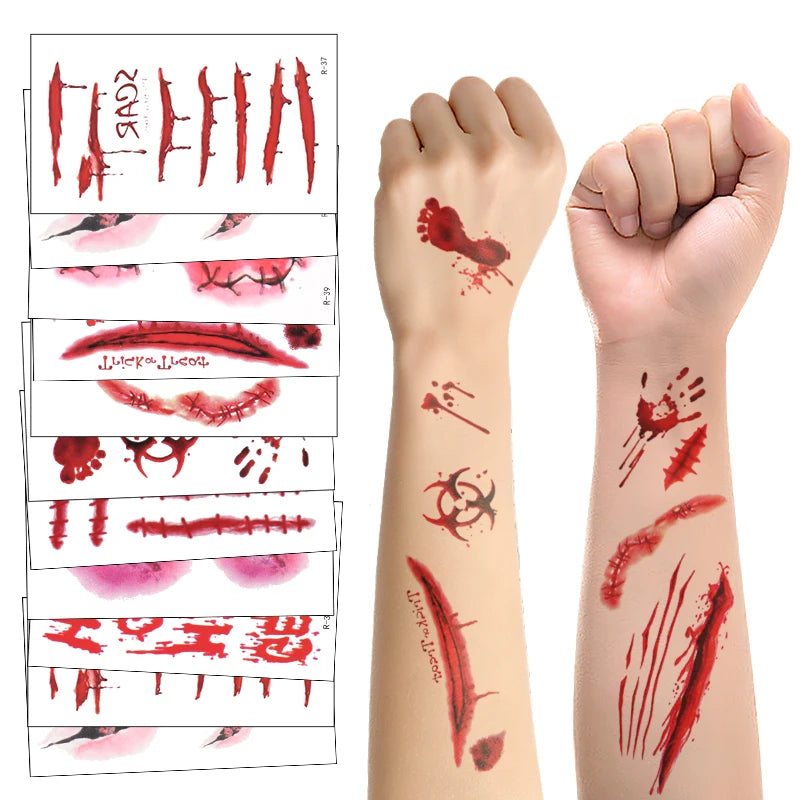 Kit de Tatouages Temporaires de Blessures Horreur