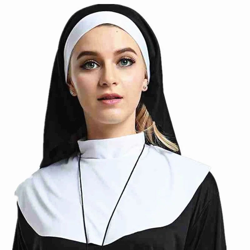 Costume de Nonne Noir et Blanc à Voile