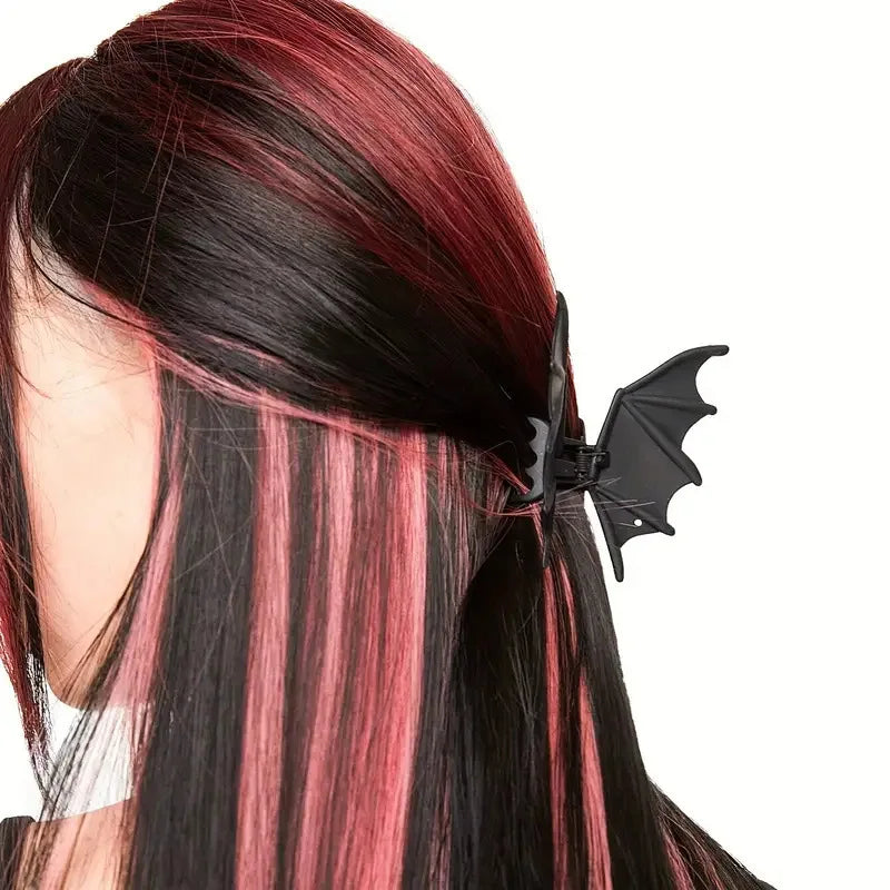Pince à Cheveux Ailes de Chauve-souris Gothique Noire