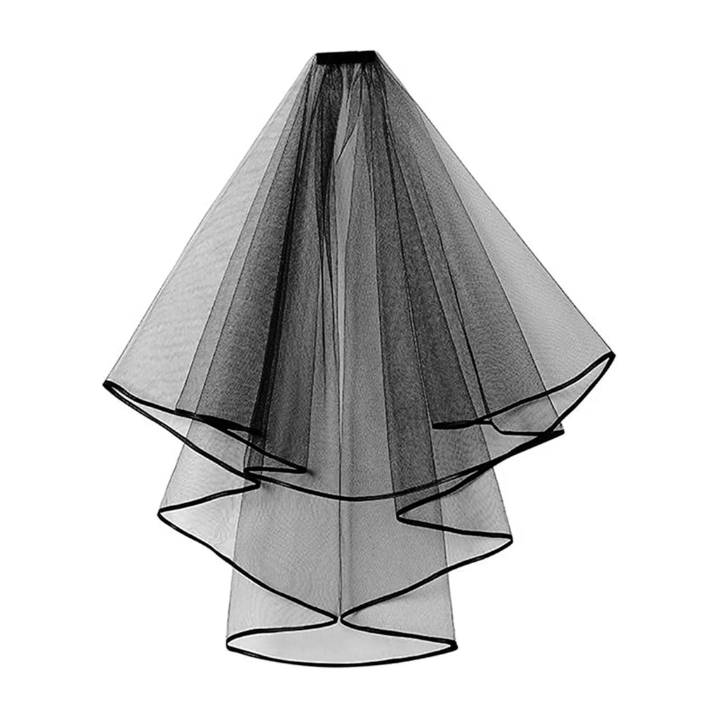 Kit de Mariée Gothique Noir Voile Tiare et Écharpes