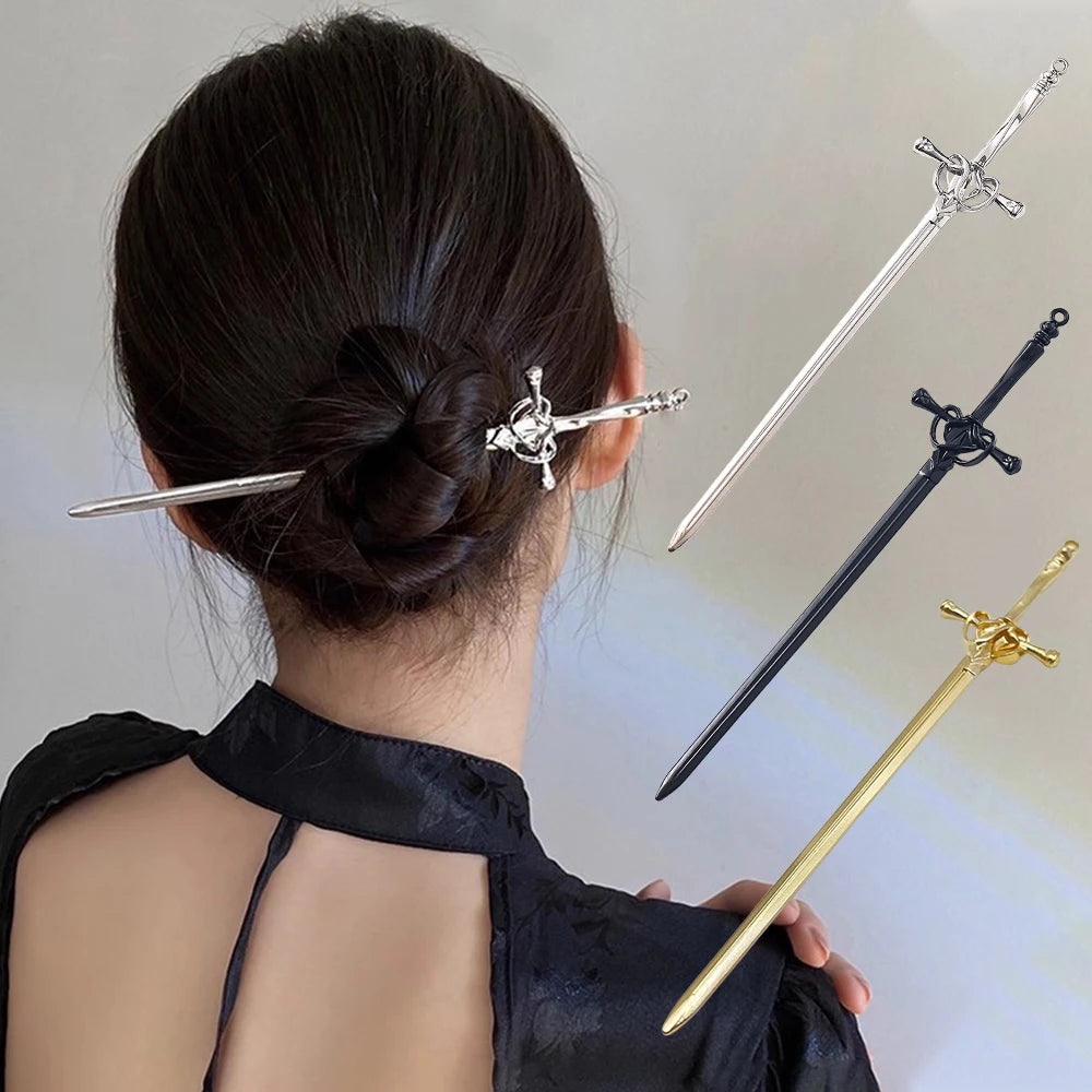 Pique à Cheveux Épée Médiévale en Métal Argenté
