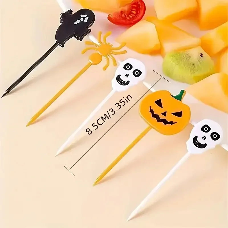 Piques à Gâteaux Halloween Fantômes, Crânes et Citrouilles