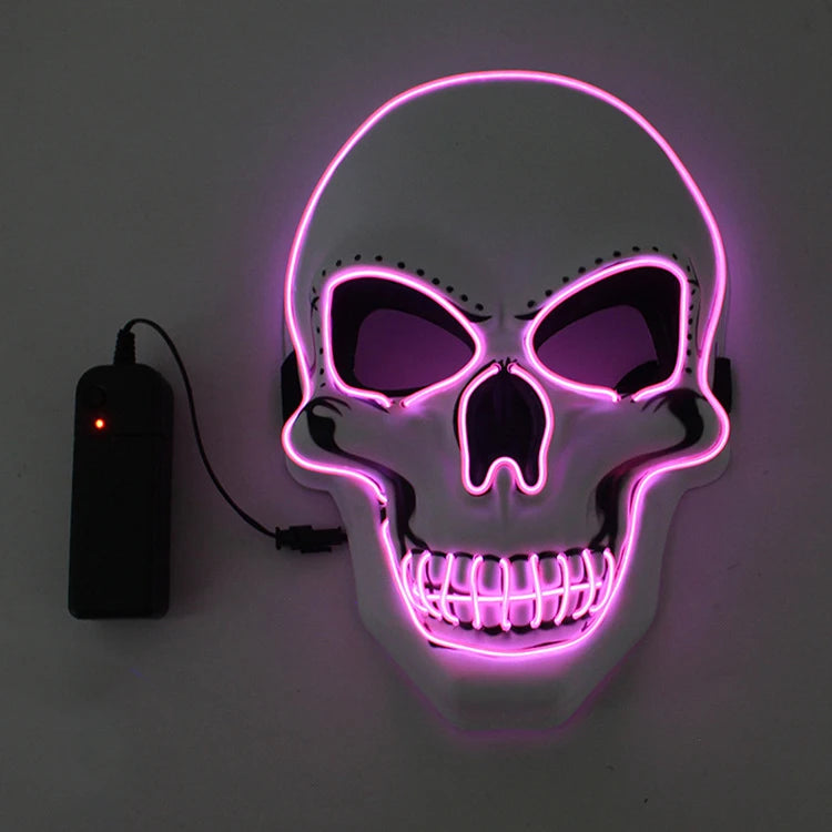 Masque Tête de Mort Lumineux Néon Rose Fuchsia
