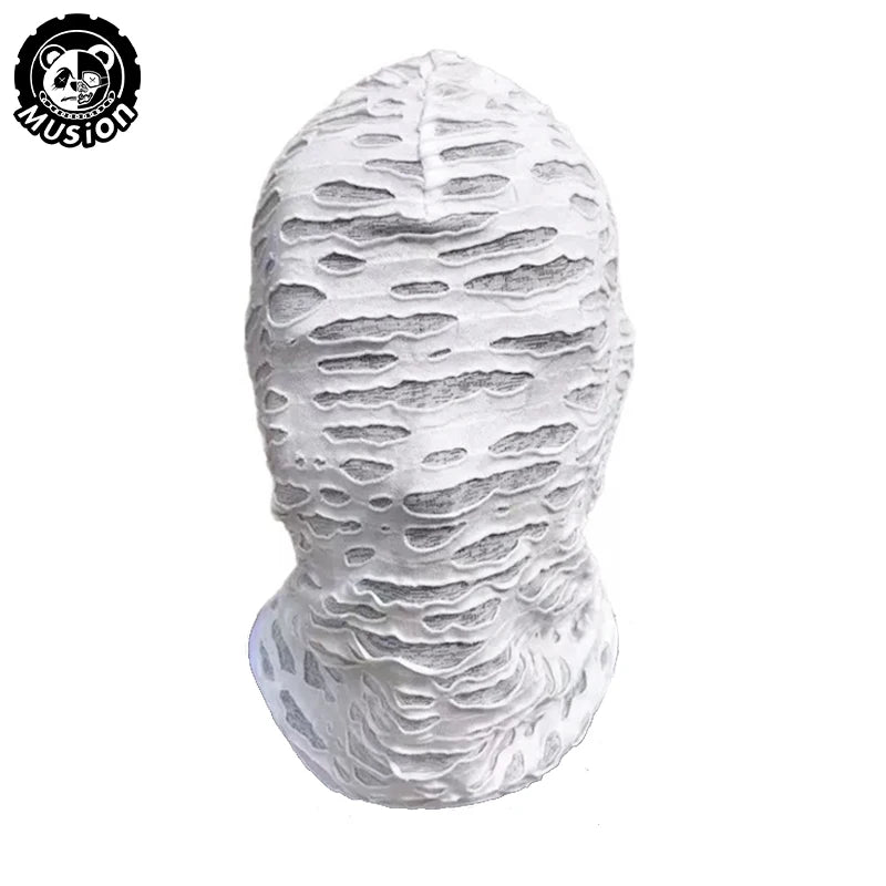Masque Intégral Noir en Tissu Effet Déchiré