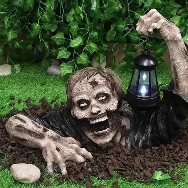 Décoration Zombie Émergent de Jardin avec Lanterne LED