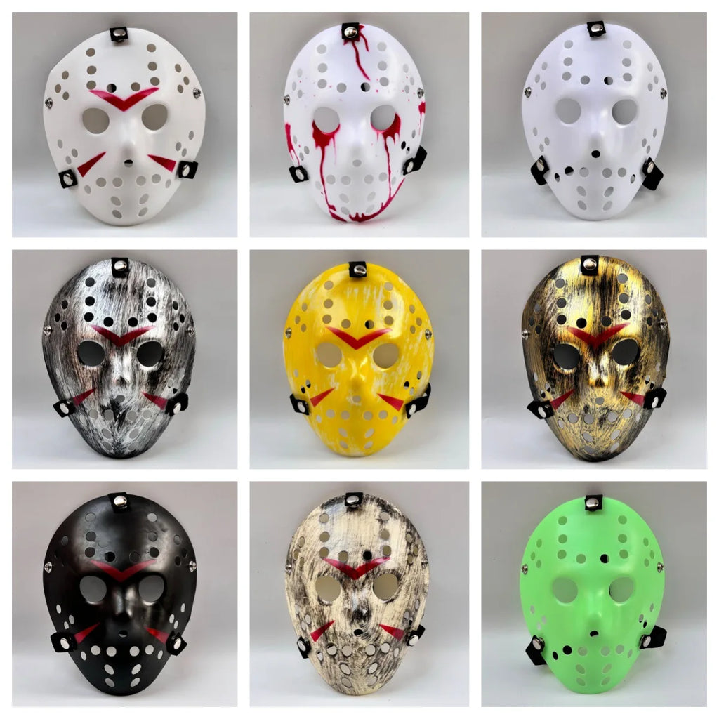 Masque de Hockey Horreur Blanc à Chevrons Rouges