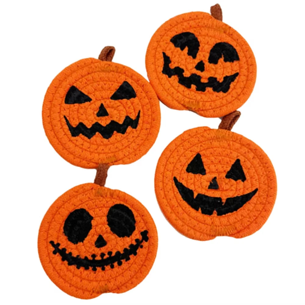Sous-verres Citrouille Halloween en Tissu Orange