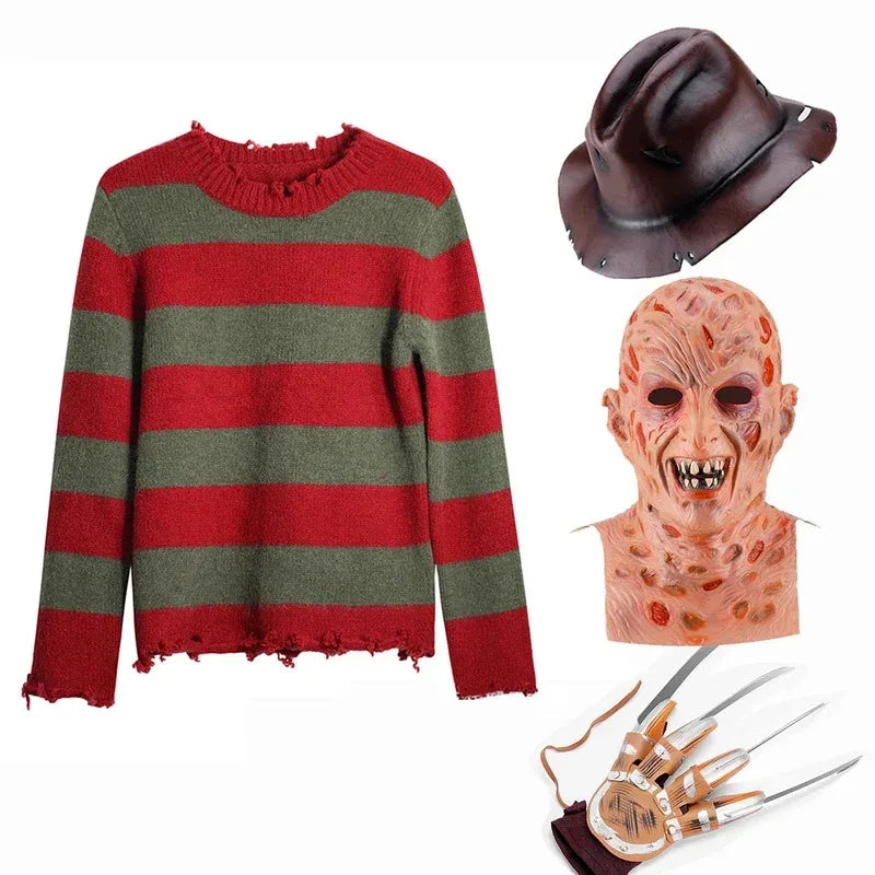 Déguisement Freddy Krueger : Pull Démoli, Masque et Gant