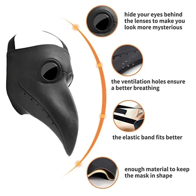 Masque de Peste Steampunk en Simili Cuir Noir