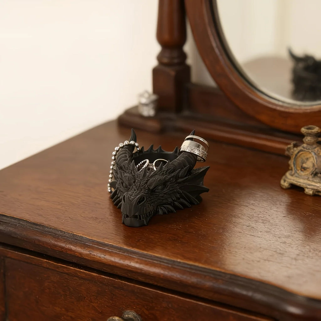 Vide-Poche Dragon Noir Mat en Résine