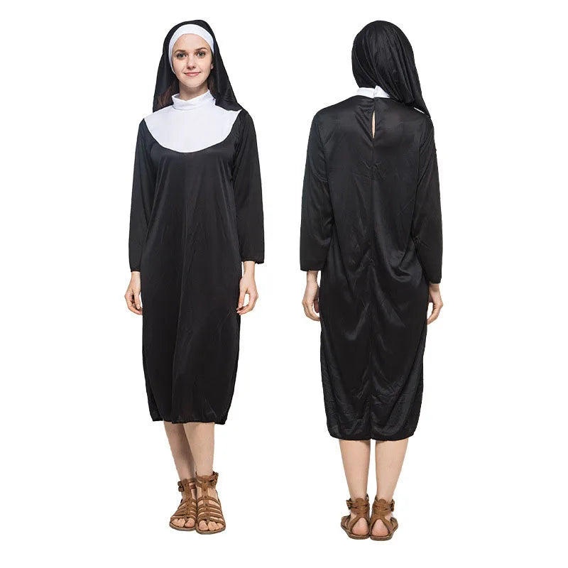 Costume de Nonne Noir et Blanc à Voile