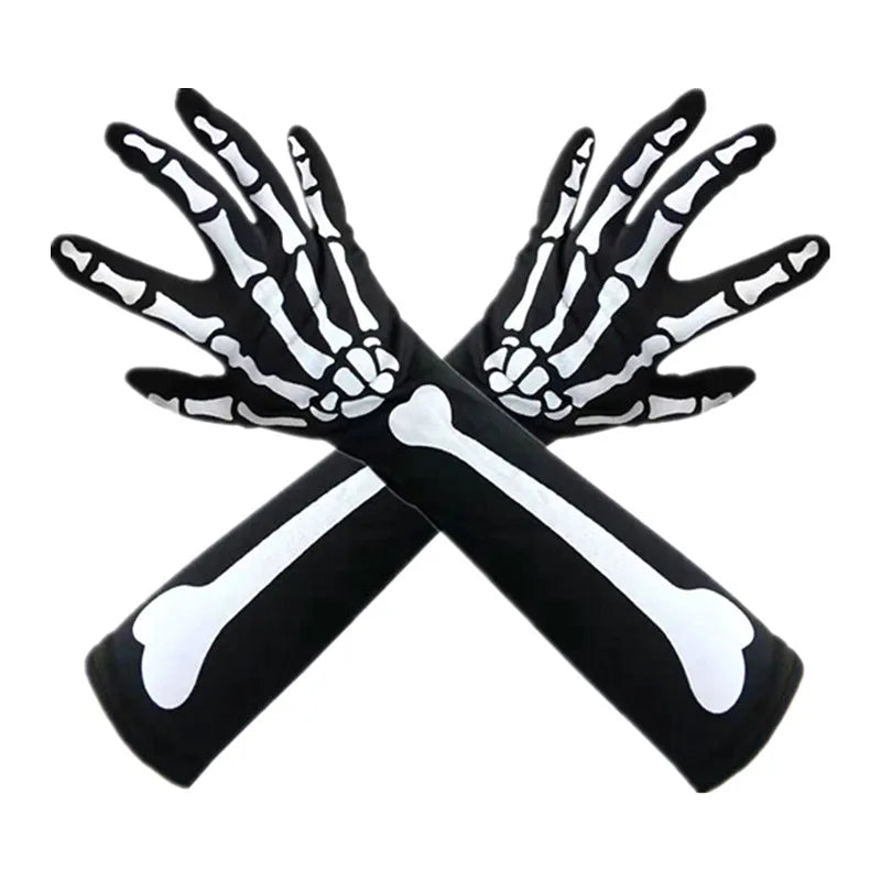 Kit Squelette Noir et Blanc Masque Gants et Manchon