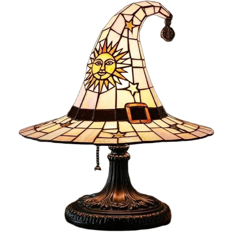 Lampe de Table en Verre Teinté Chapeau de Sorcière